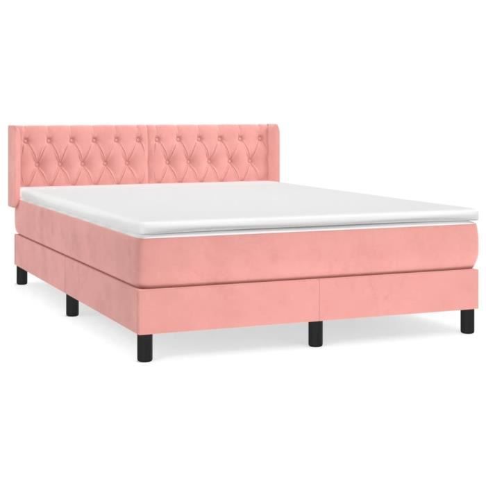 VidaXL Divan Bed with Mattress Pink 140x190 Cm Velvet 3131140