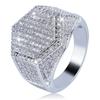 BAOSHINA Men's Ring Hip Hop Iced Out High Quality Micro Pave CZ Finger Ring Square Rings For Men