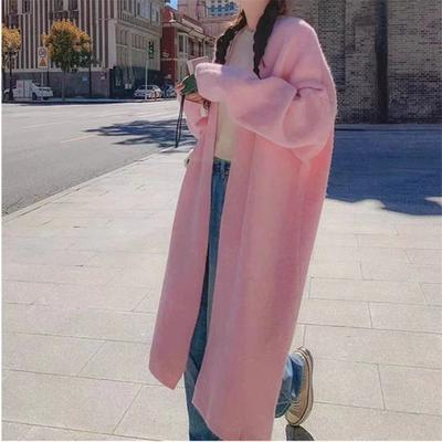 Premium Temperament Medium and Long Knitted Cardigan Women's Autumn and Winter New Loose Lazy Style Commuting Versatile Sweater Jacket