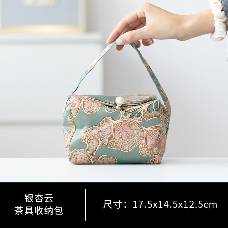 

Ginkgo Cloud Veil Brocade Cotton Cloth Tea Cozies Handmade Tea Cozy For Teapot Portable Bag Travel Tea Set Bag Teaset Craft
