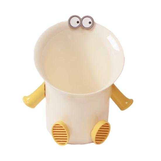 Coș de gunoi de birou Coșuleț drăguț pentru deșeuri cu Mini perie de curățat Buze amuzante de cârnat Mic coș de gunoi pentru birou Masă de toaletă