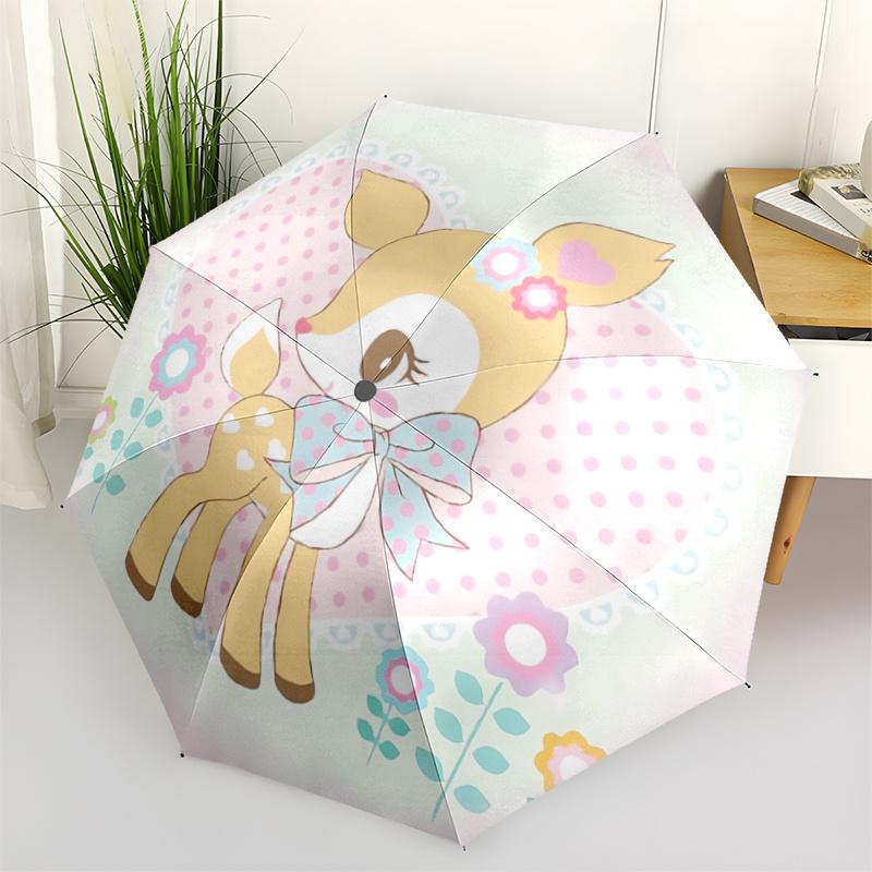 

1pc Adorable Deer with Flowers Automatic Opening Umbrella, Foldable Design, Iron Frame, Perfect for Outdoor, Festive Gifts, and Daily Use!T037