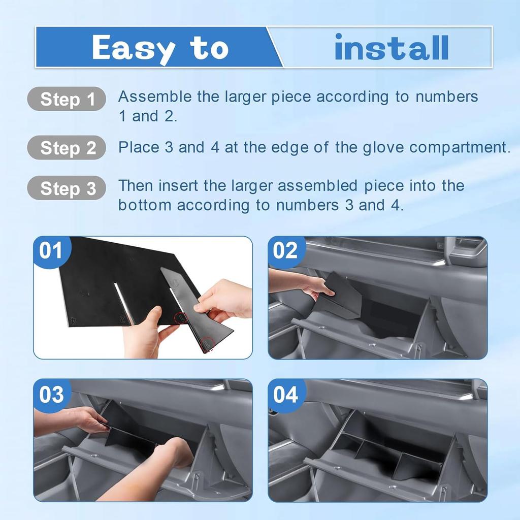 EDBETOS Glove Box Organizer Compatible with Refreshed - 2024 2025 Silverado/Sierra 1500,2024 2025 Chevy Silverado/GMC Sierra 2500HD 3500HD