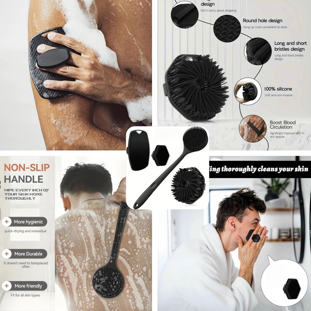 3 Pieces Silicone Cleansing Brush Silicone Mini Facial Deep Cleansing Shaving Massage Cleansing Brush Men's Face Washer