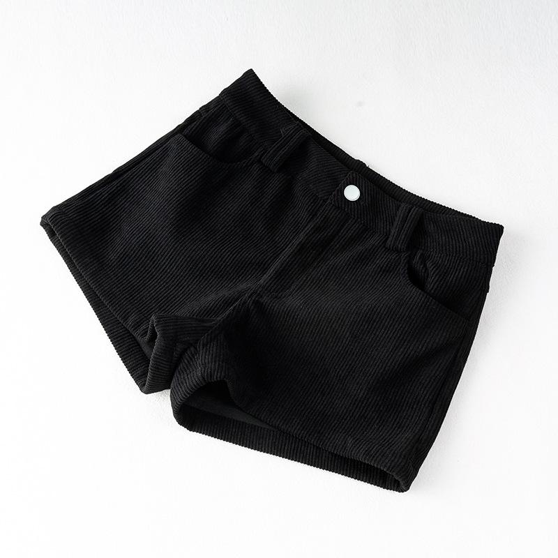 Unisex Spring Khaki Corduroy High-Waist Wide-Leg Shorts - Slimming Coffee Color, Single Button Closure