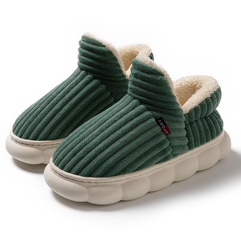 Men's and Women's Velvet-Lined Non-Slip Cotton Slippers for Indoor/Outdoor Use