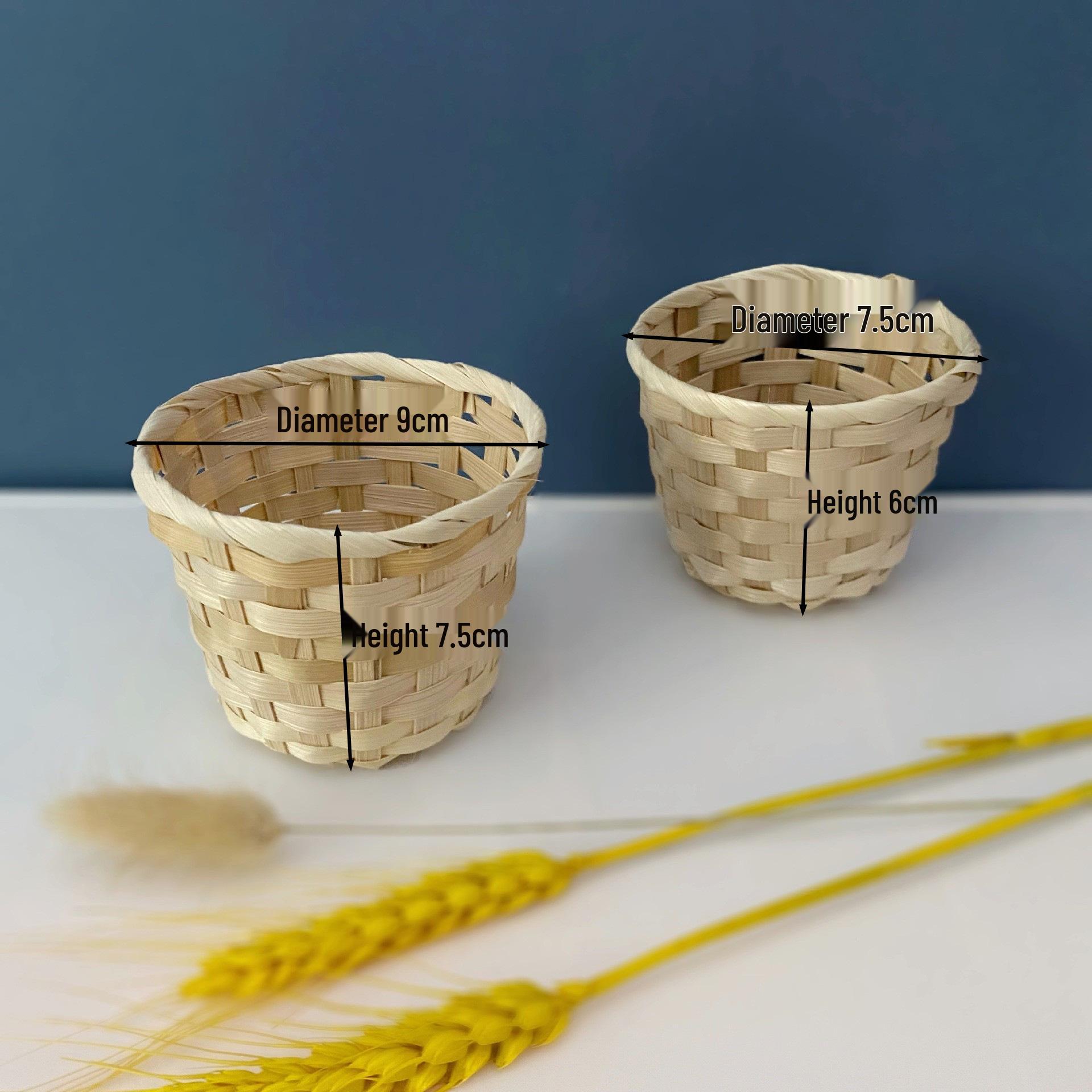 Woven Bamboo Flower Basket: Small Desktop Organizer