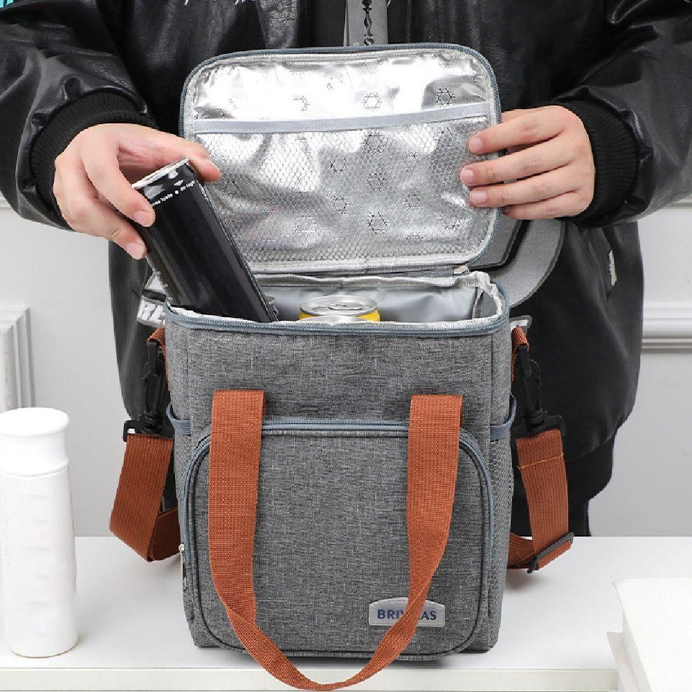 Large Capacity Double Deck Lunch Cooler Bag Lightweight Picnic Tote Bag Food Storage Bag  School