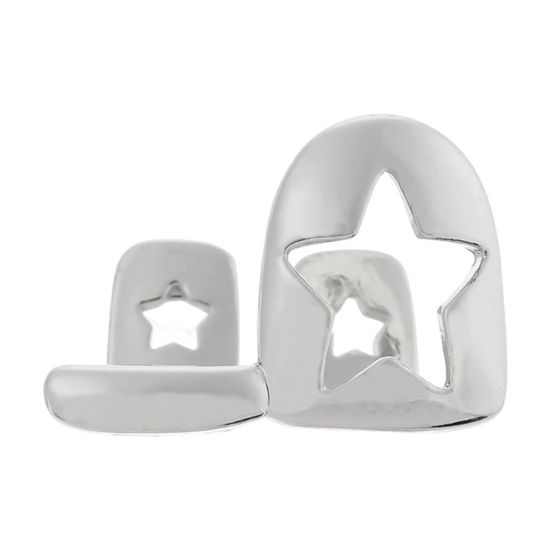 Уникальные Пятиконечные Звезды Ажурные Хип-Хоп Гриллзы Зубные Украшения Гладкие Медные Стоматологические Аксессуары для Вечеринок Костюмов