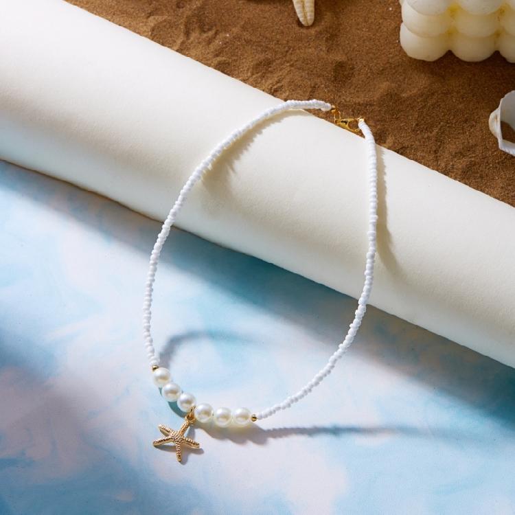 Adjustable Bohemian Starfish Necklace Pearls Bead Designs 4 Styles for Women’s Casual and Evening Outfits