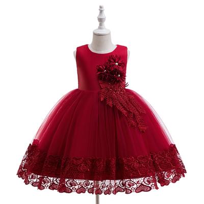 Vestido de Princesa con Flor 3D para Niñas Europeas y Americanas - Ropa Formal de Malla Abullonada para Fiestas y Actuaciones