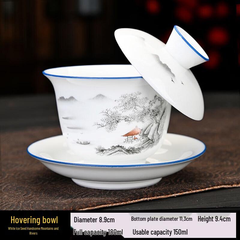 High-Grade Rotating Lid Ceramic Gaiwan Teacup