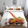 Cartoon Baufahrzeug 3D-gedruckte Bettbezug-Bettwäsche-Set, Polycotton Steppdeckenbezüge 2 Stück mit Reißverschluss, für Kinder Erwachsene Jugendliche