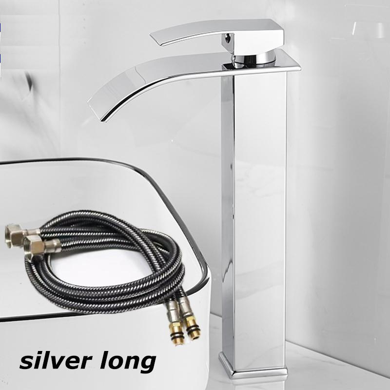 Waterfall Style Stainless Steel Faucet Above Counter Basin With Hot And Cold Water Inlet Pipe Toilet Wash Basin Bathroom Home