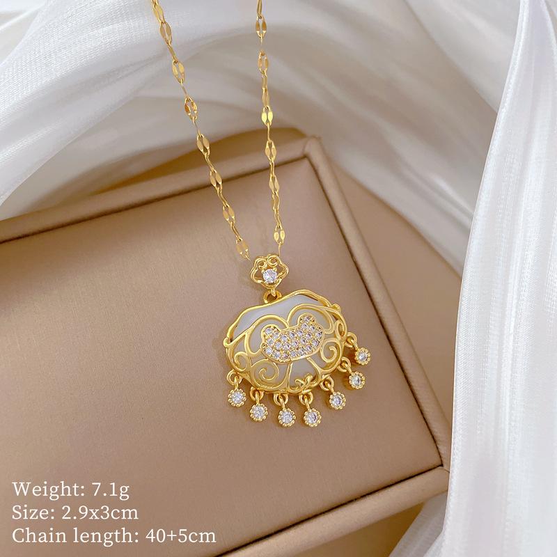 Multi-Element Style Copper Micro-Inlaid Necklace Combination Female Real Gold Electroplated Exquisite Collarbone Chain