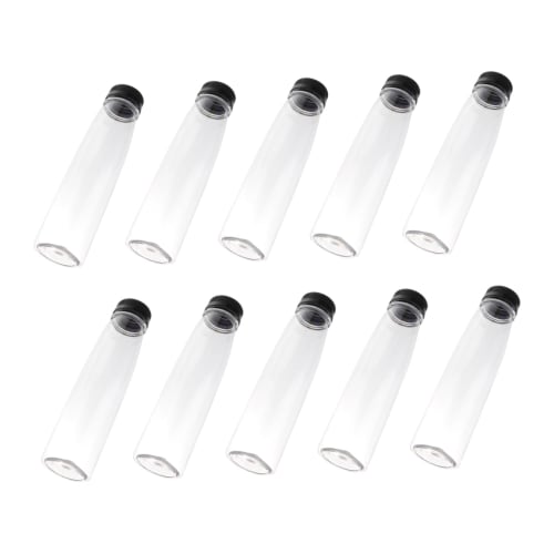 JECOMPRIS 10-Piece Empty Clear Food-Grade Plastic Bottles with Lids for Juice, Water, and Beverages, with Sealed Screw Caps