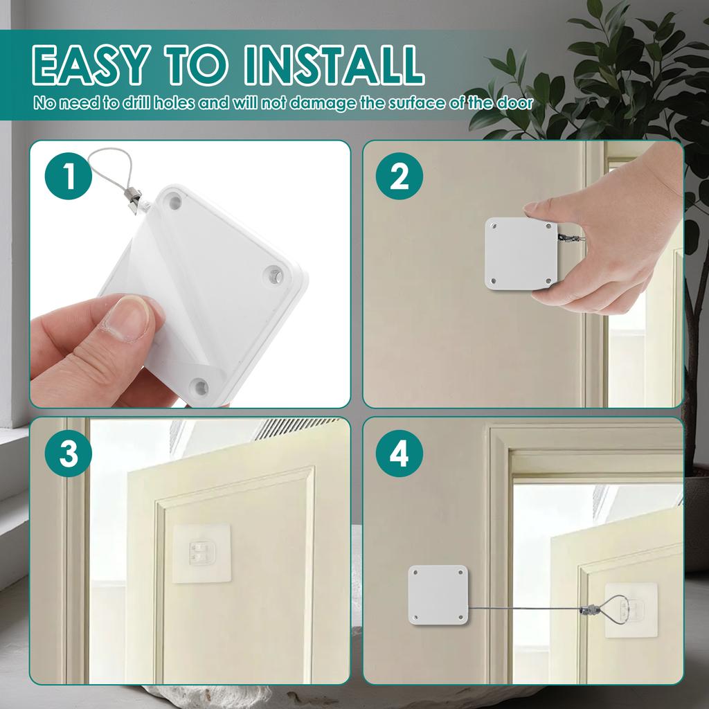 4Pcs Punch Free Sliding Door Closer Easy Install Automatic Shower Curtain Closer with Adhesive Stickers and Wrench for Bathroom
