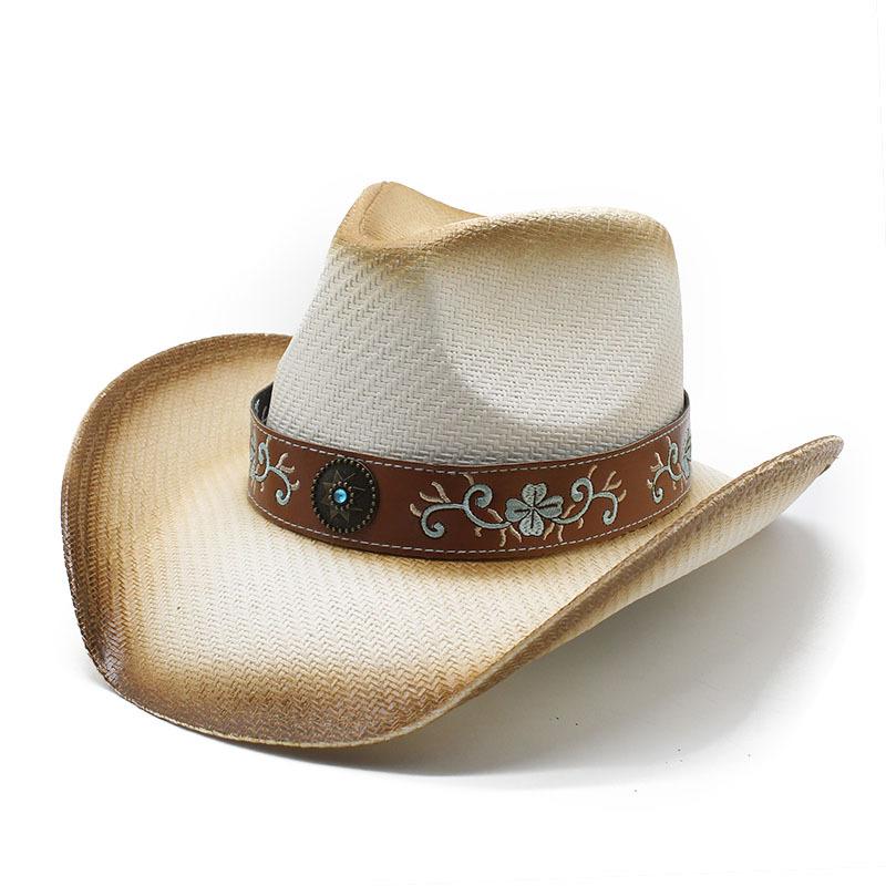 Outdoor Beach Hat Women'S Big Eaves Sunscreen Hat Spray Painted Denim Straw Hat