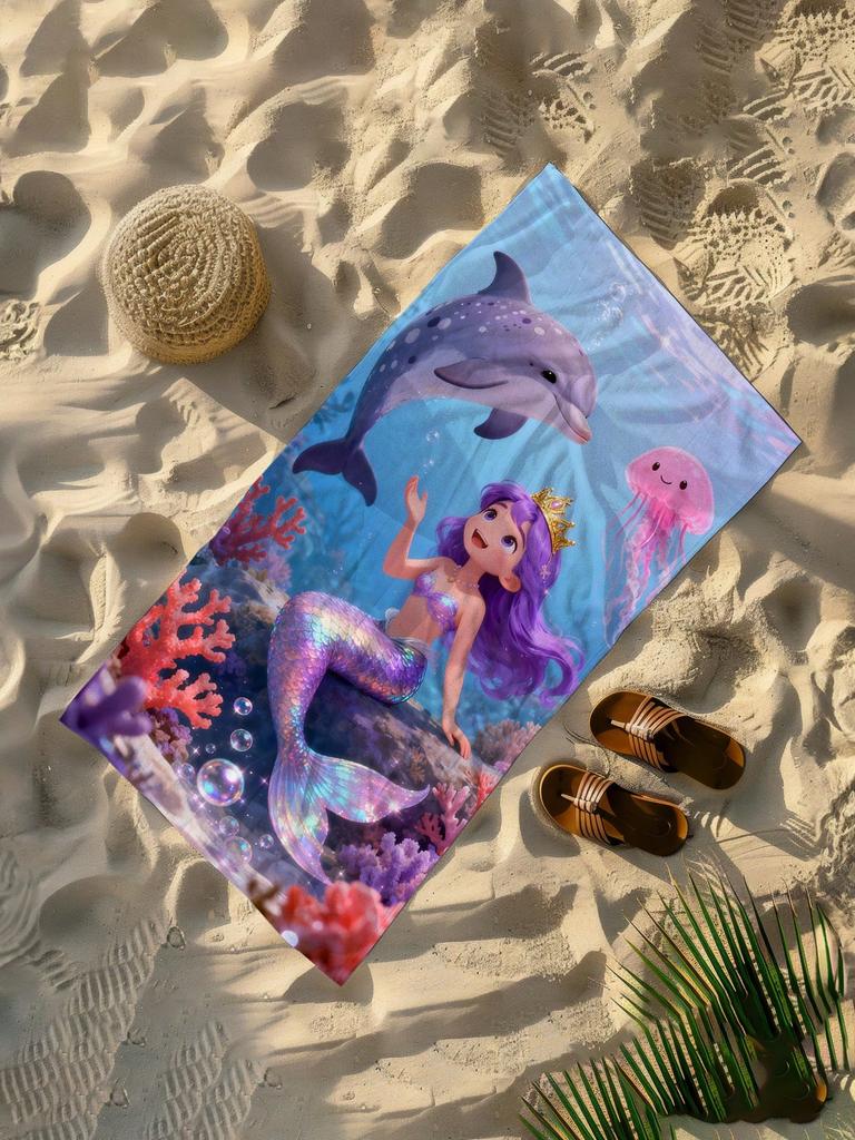 Zeemeermin Dolfijn Strandlaken, Microvezel Zacht Absorberend Sneldrogend, Extra Groot voor Strand Zwembad Reizen, Onderwater Oceaan Print Laken