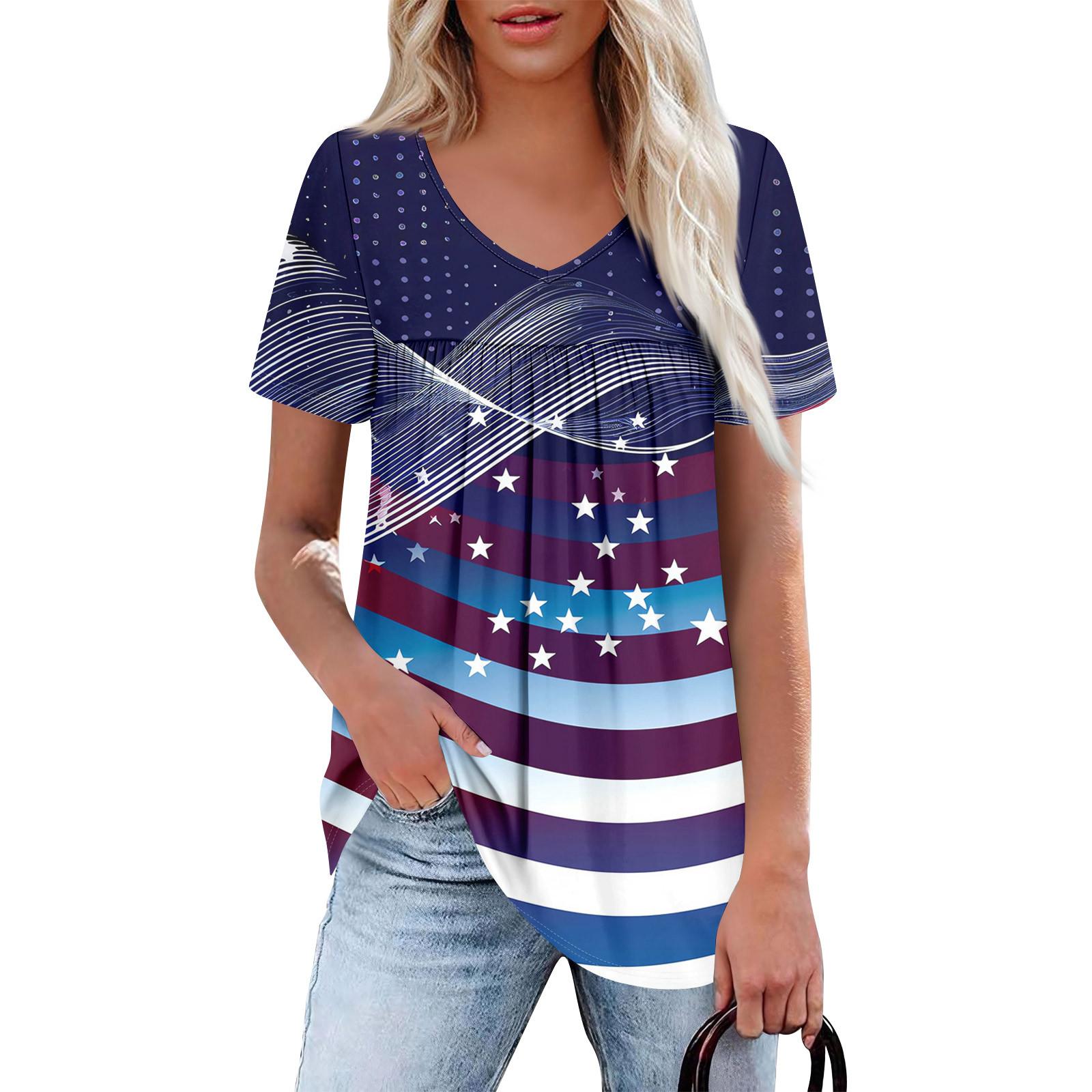 

Женский повседневный топ с V-образным вырезом, коротким рукавом, оборкой на груди и принтом XXL тёмно-синий