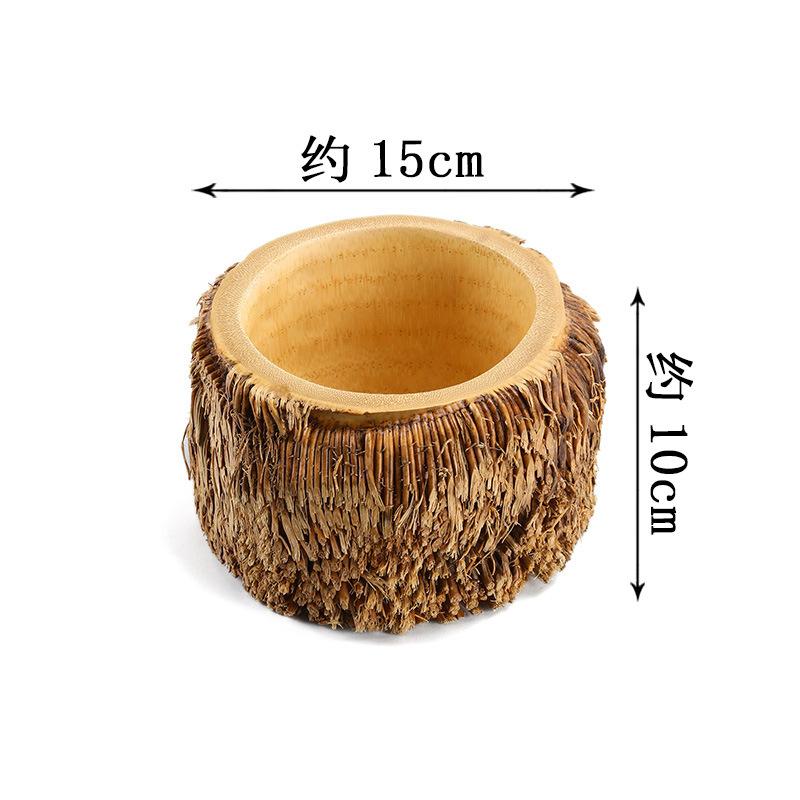 Bamboo root bowl with beard Bamboo root carving Zen tea Tea washing slag bucket Pen holder Bamboo bowl Study Kung Fu tea set Root carving vase bamboo root tea wash with whiskers