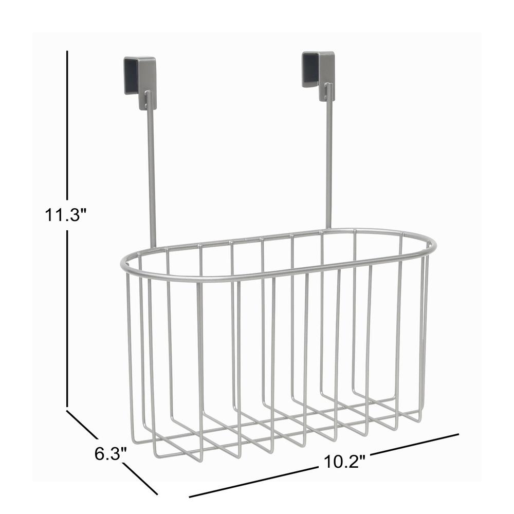 Over Cabinet Storage Basket Sturdy Metal Wire Satin Nickel Bathroom Organizer No Hardware Needed Foam Backing Easy Clean