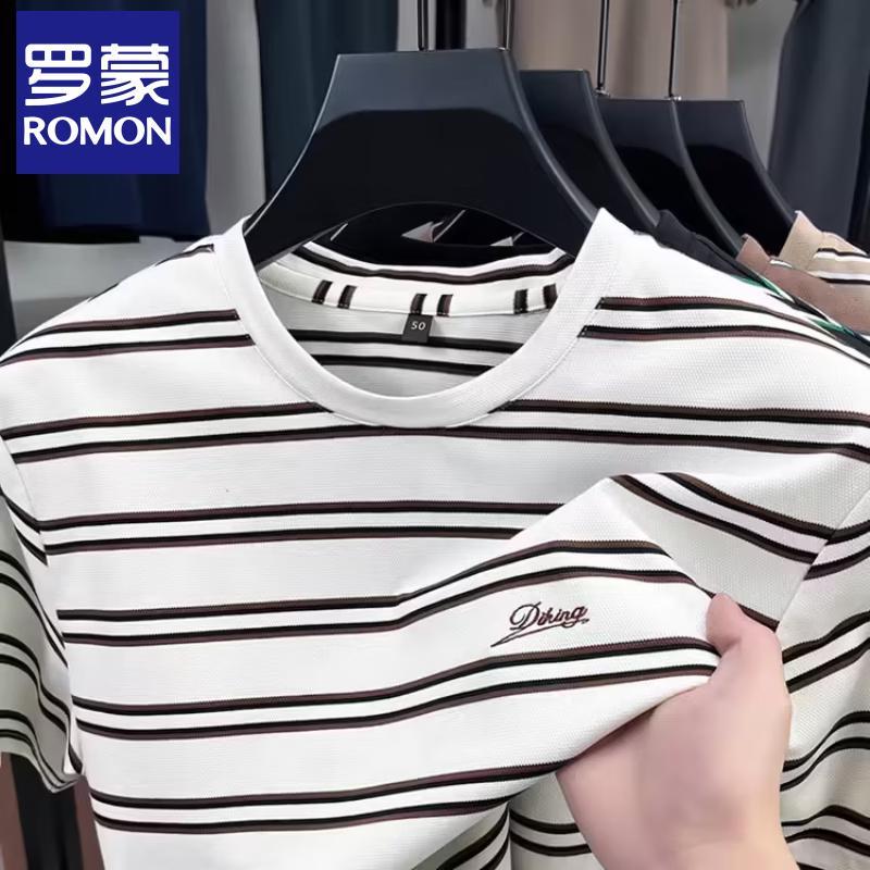 

Мужская полосатая футболка с круглым вырезом Luomeng 2XL
