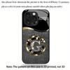 Lucky G Letter Round Logo Creative Lucky Black Golden Pattern Glass Phone Case Cover for iPhone 17 16 15 14 13 12 11 Etc