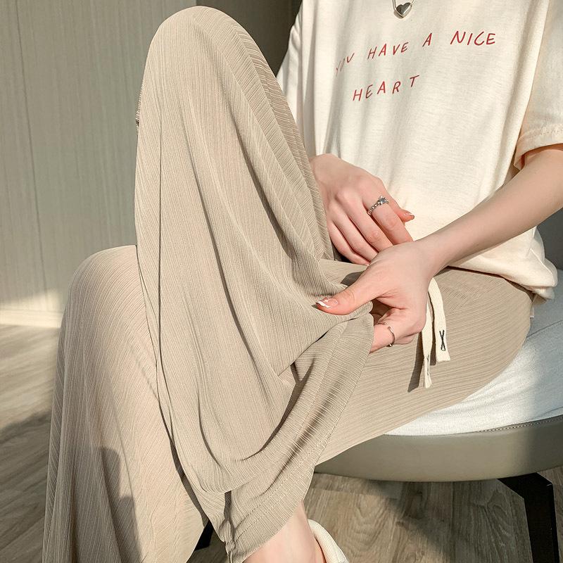 

Women s Ice Silk Wide Leg Maternity Pants - Summer Tummy Support for Pregnancy M кавовий