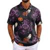 Men's Halloween Printed Short Sleeve Shirt for Holiday Party Costume