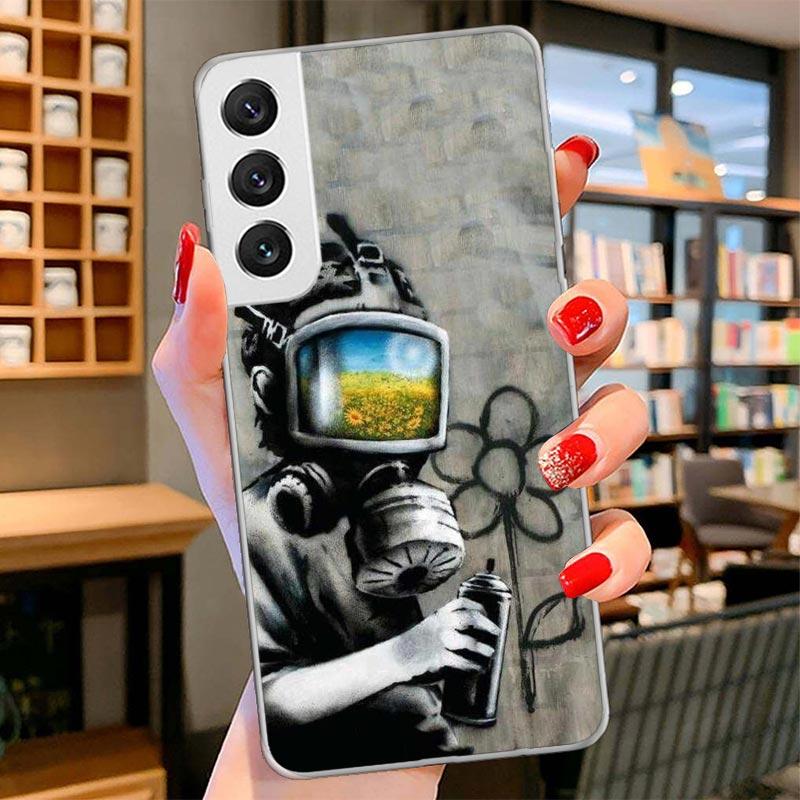 Street Art Banksy Graffiti Cover Phone Case For Samsung Galaxy S26 S25 Edge S24 Ultra S23 S22 Plus S21 S20 FE Soft Fundas Shell