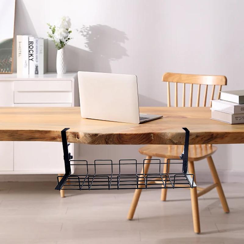 Undertable Storage Rack Metal Cable Tray Computer Desk Wire Organizer Without Perforated Kitchen Artifact Storage Accessories