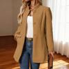 Fall Winter Women's Wool Blend Pea Coat Dressy Outerwear Short Trench Coat Single Breasted Stand Collar Blazer Jacket