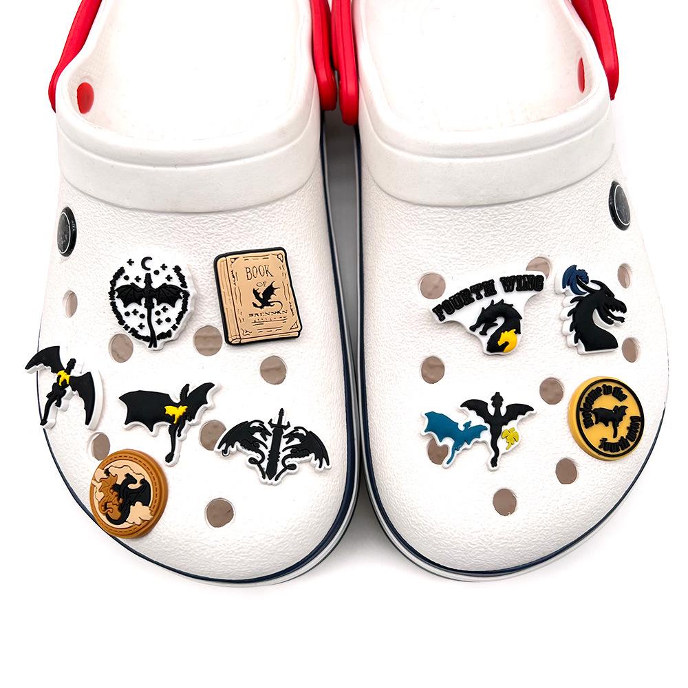 Charms de Chaussures Crocs Série Aile de Dragon - Boucles en PVC Moulées par Goutte à Goutte