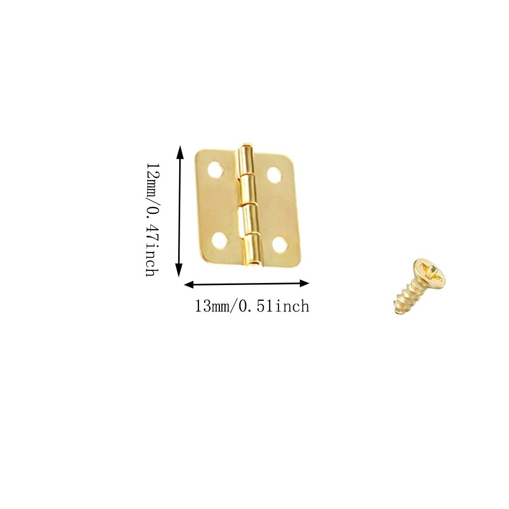 10-25pcs Mini Antique Brass Cabinet Hinges with Screws for Jewelry Gift Box Wooden Wine Chest Door Hardware