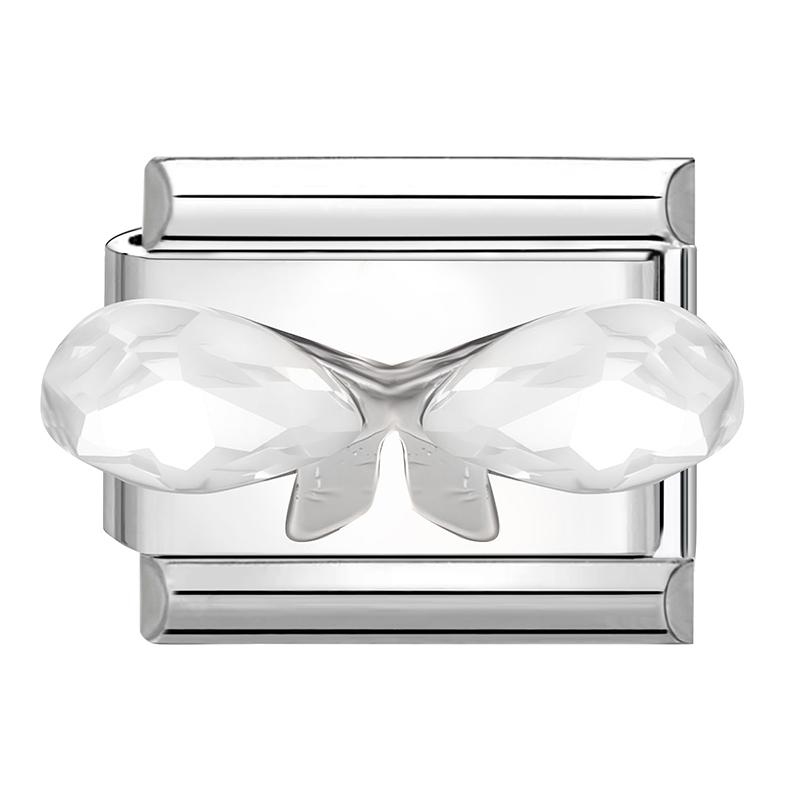New Shiny Zircon Heart Butterfly Flower Star Bow Italian Charm Links Fit 9MM Stainless Steel Bracelet Girls' DIY Making Gift
