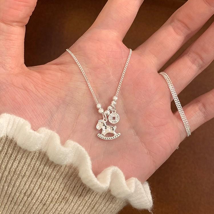 2026 Year of the Horse Rocking Horse Necklace: Fashionable Luxury Clavicle Chain with High-End Appeal