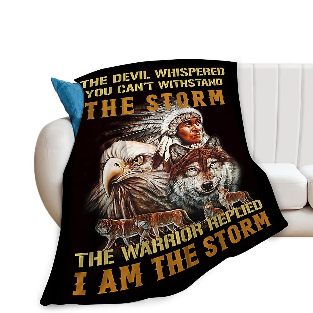 Indigenous American patterns digital-printed polyester Bedroom velvet flannel cover blanket Fleece soft cover blankets for beds