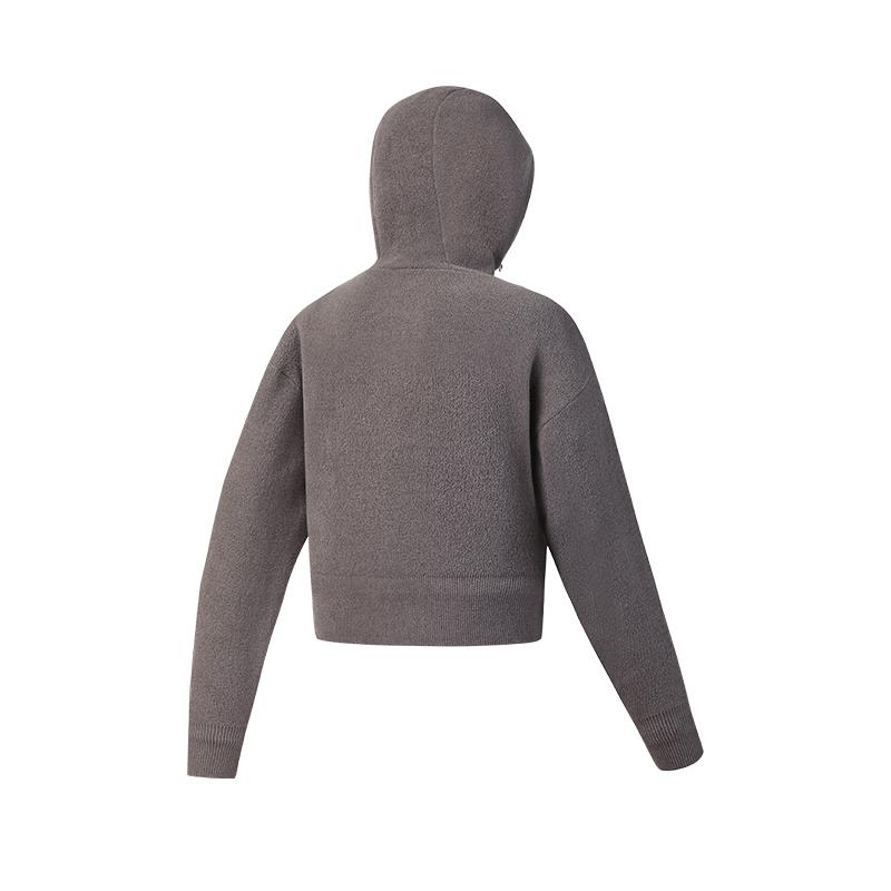 FILA Fitness Series Simple Fashion Casual Sports Training Versatile Warm Hooded Loose Short Knit Jacket Women jackets Gray A11W611506FDY