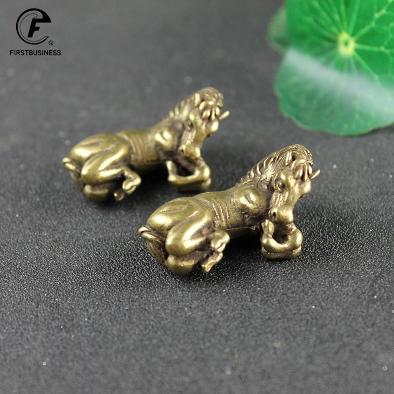 Vintage Pure Copper Horse Miniatures Figurines Ornaments Brass Lucky Wealth Horse Figures Tea Pet Antique Collection Desk Decor