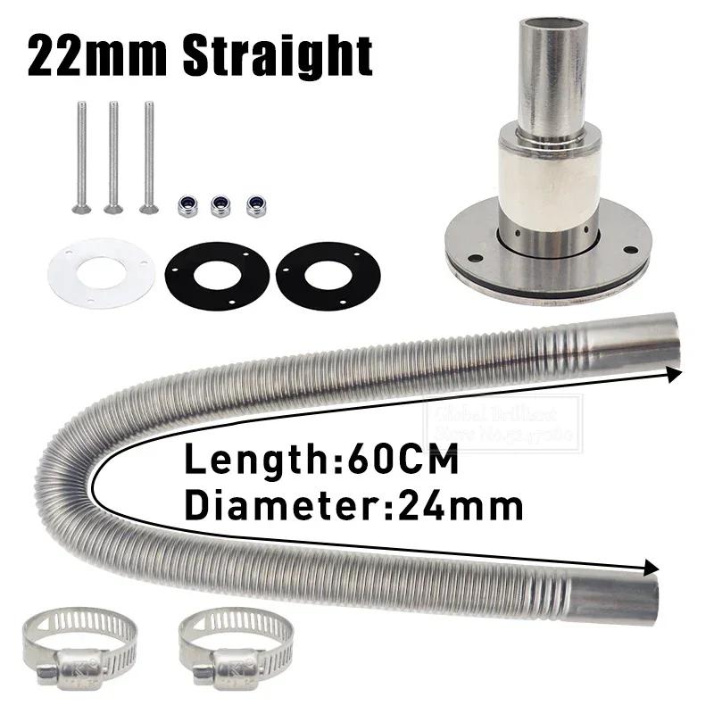 60cm Auto Luft Standheizung Auspuffrohr+ 22mm/24mm Edelstahl Borddurchlass Auspuffanschluss Halterung Für Webasto Eberspache