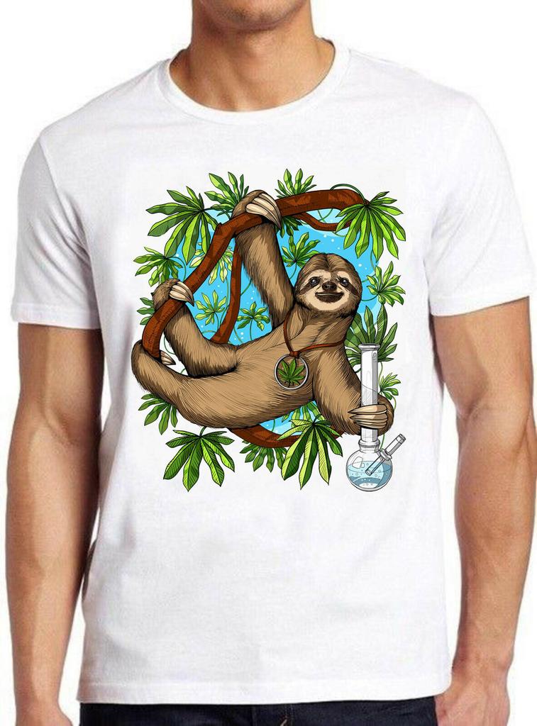 Sloth Weed Stoner Funny Meme Gift Tee Gamer Cult Movie T Shirt M752