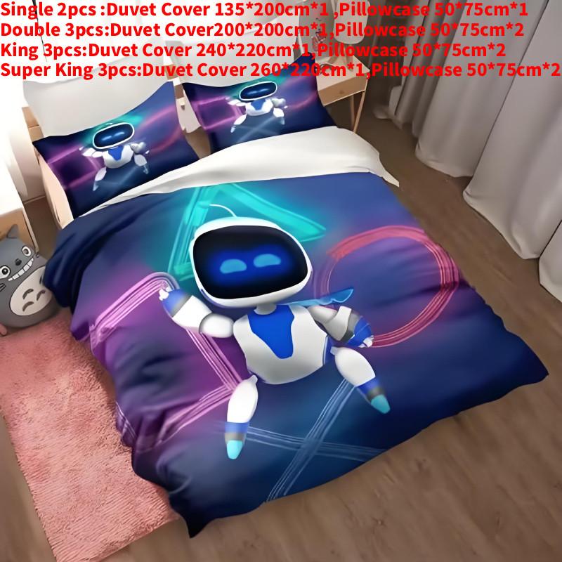 Cartoon Bot Astro Bedding Duvet Cover Pillow Case Set Single Double Bedroom