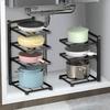 Kitchen Sink Storage Rack Multi-Layer Cooker Storage Rack Frying Pan Holder Pot Bowl For Stovetop Cabinets Adjustable Pot Rack