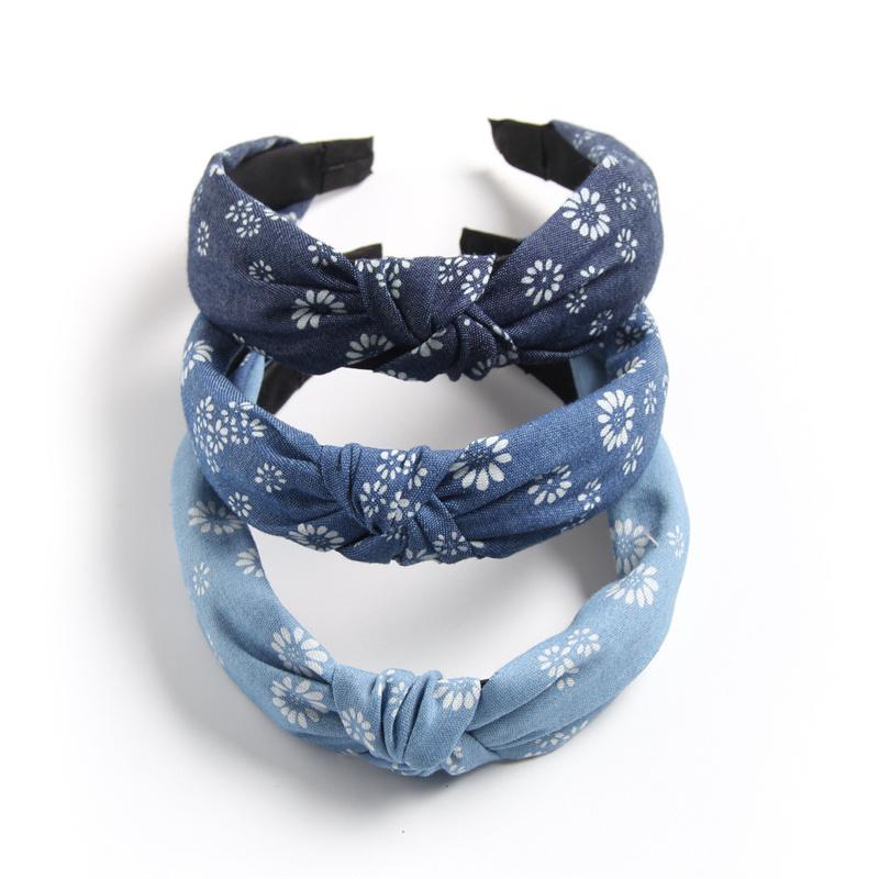 

3 шт./Набор Винтажная джинсовая повязка на голову с цветочным принтом для женщин, девочек, повседневная, для шопинга, аксессуары для волос