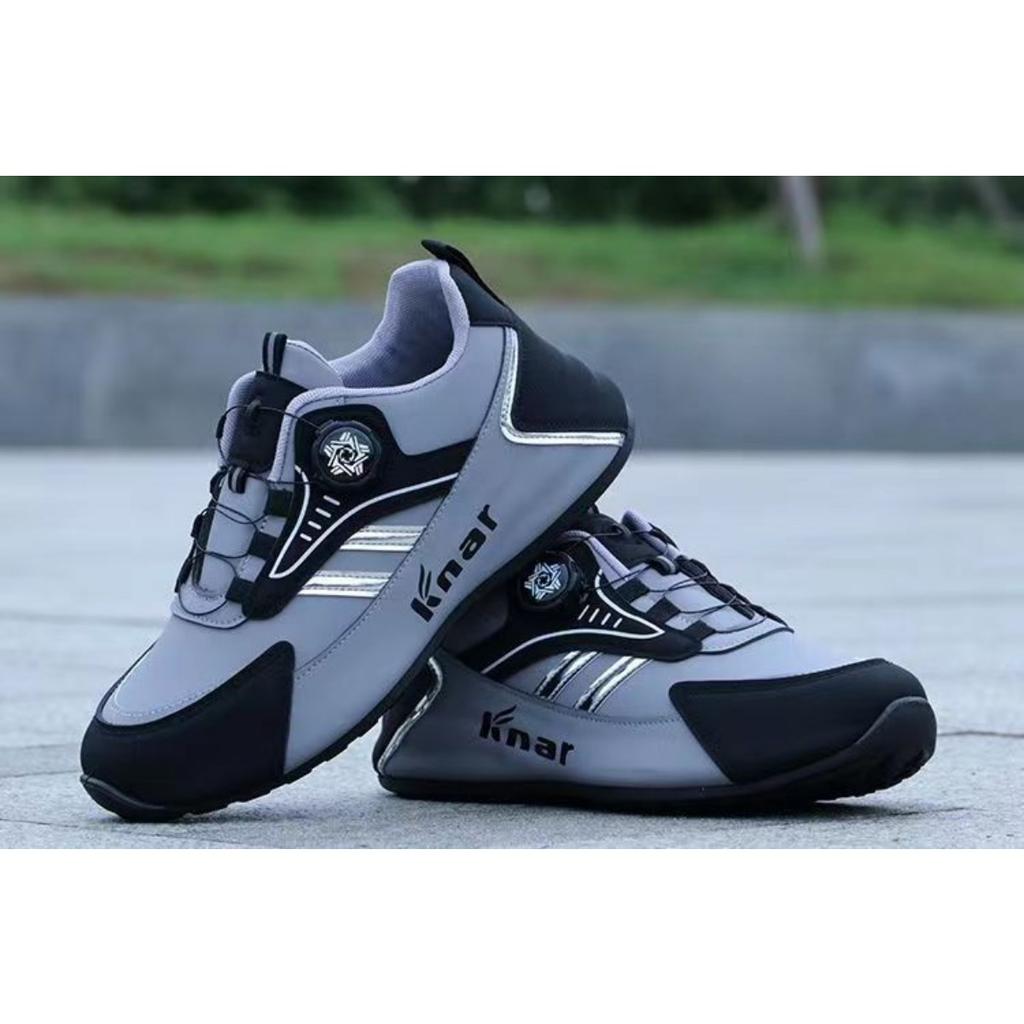 Men's Breathable Laceless Sneakers - Fashionable Black and Blue Sneakers with Rotating Buckles, Lightweight Soft Bottom
