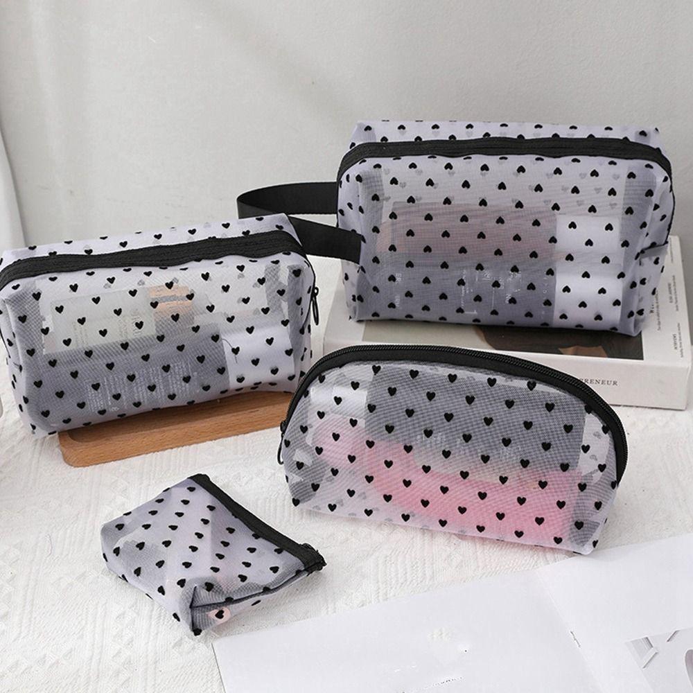 Heart Transparent Women Cosmetic Storage Pouch Multifunction Ladies Toiletry Storage Bag