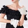 White Detachable Puff Sleeves with Stretch Openings for Off Shoulder Dress Styling and Photo Ready Wear