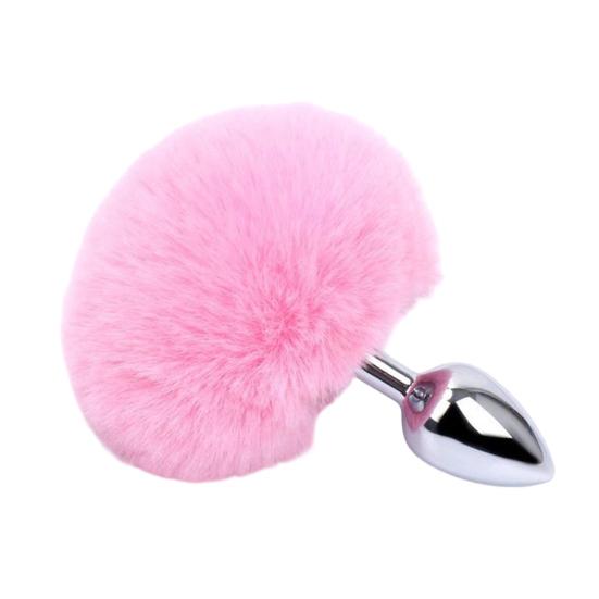 Stainless Steel Anal Plugs with Bunny Tail Tapered Faux Fur Silicone-Free Butt Plugs for Beginners Comfortable