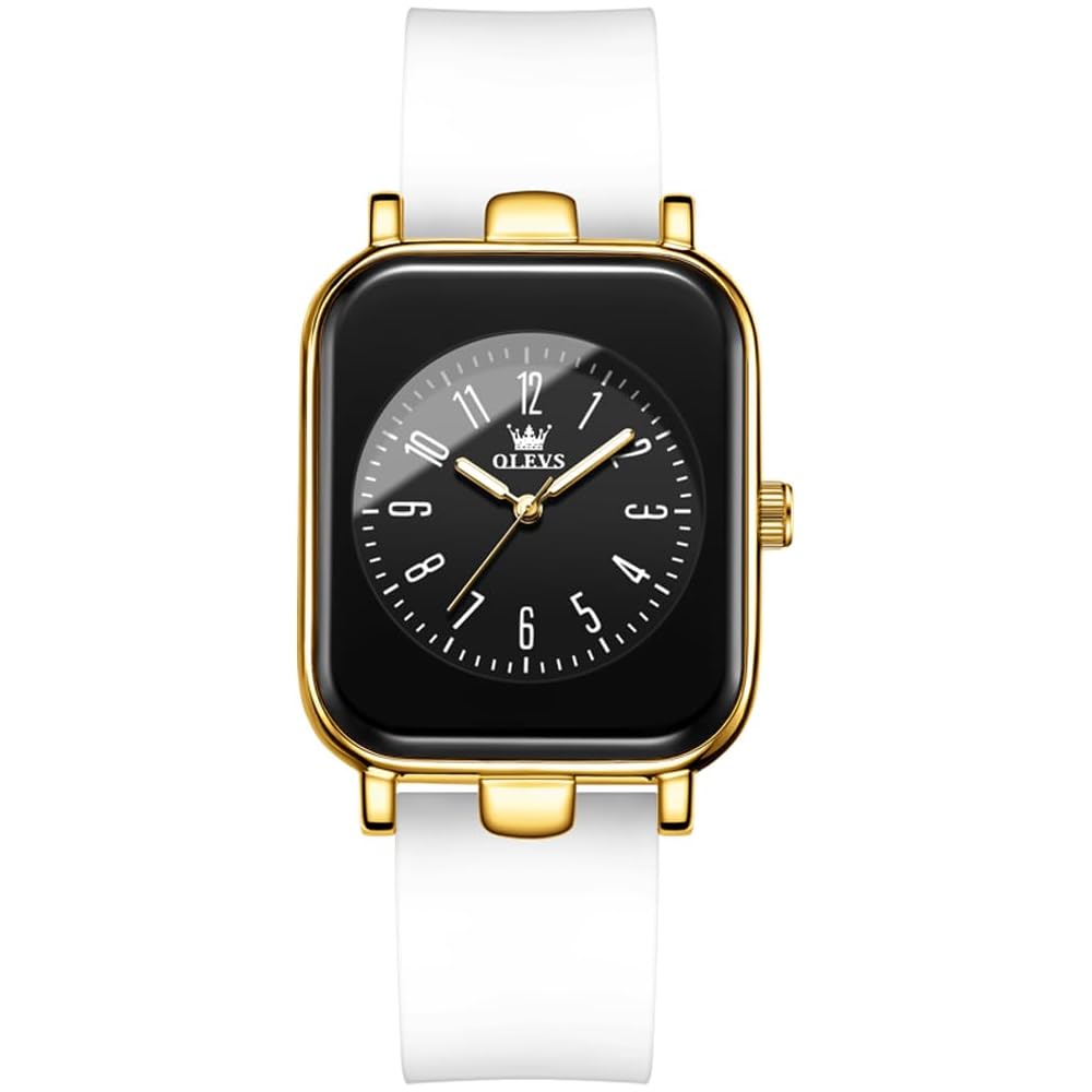 OLEVS Women s Watch Waterproof, Luminous Function, Silicone Band, Japanese Quartz Movement, White